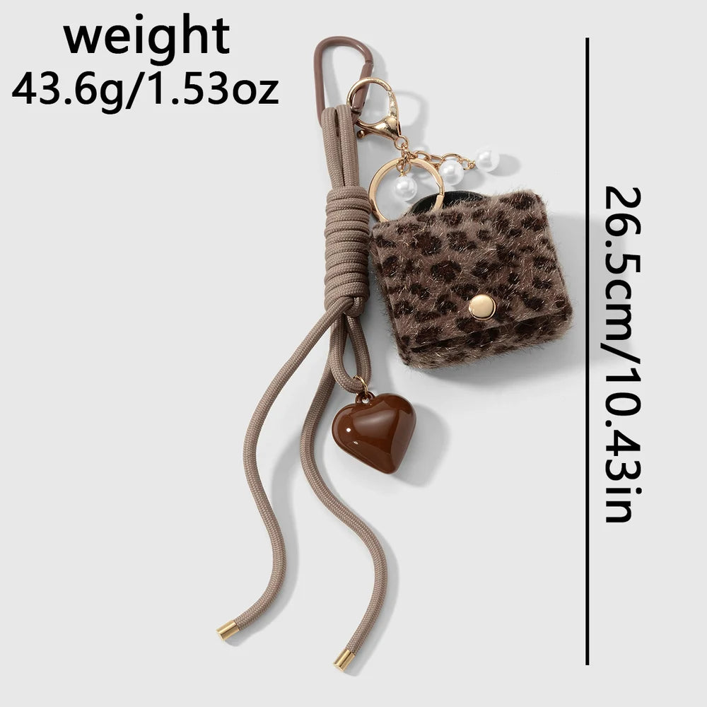 Mini tasje bag chain met hart en parels - Goud, bruin, zwart en parelmoer