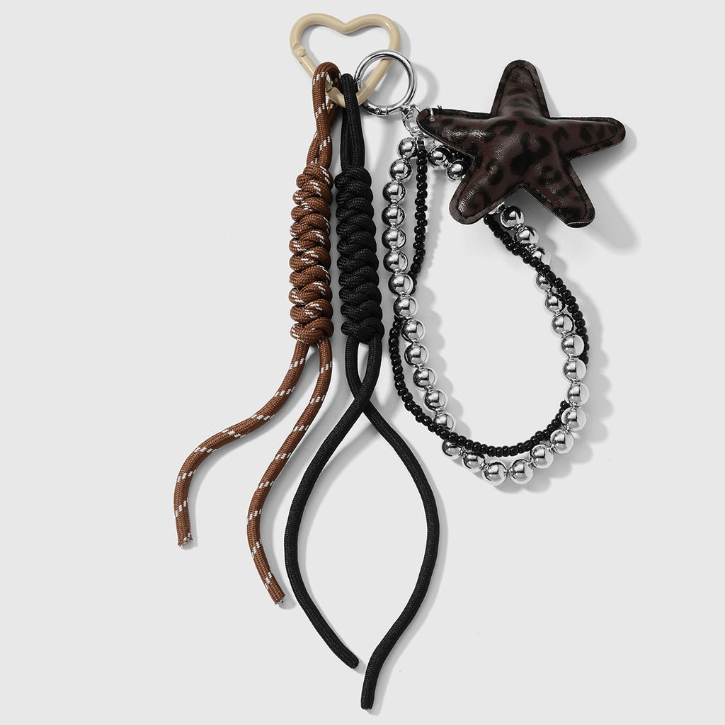 Ster bag chain met kralen - Zilver, bruin en wit