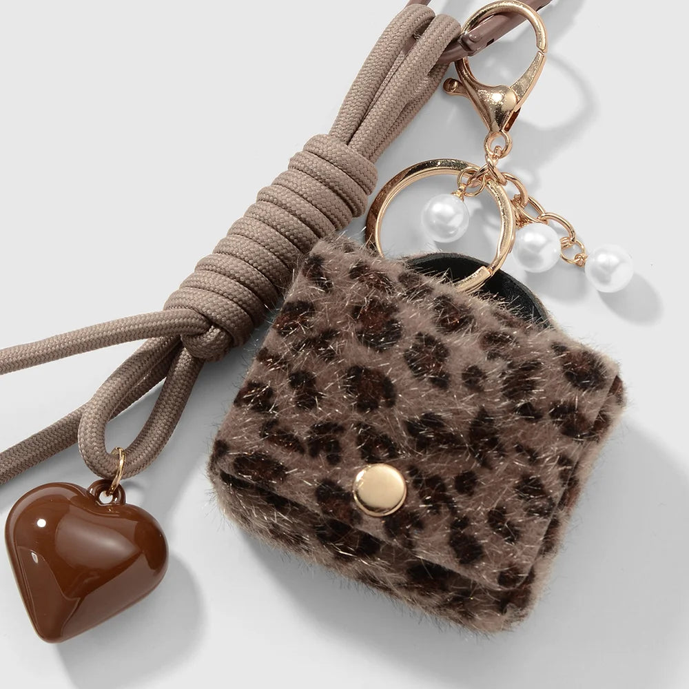 Mini tasje bag chain met hart en parels - Goud, bruin, zwart en parelmoer