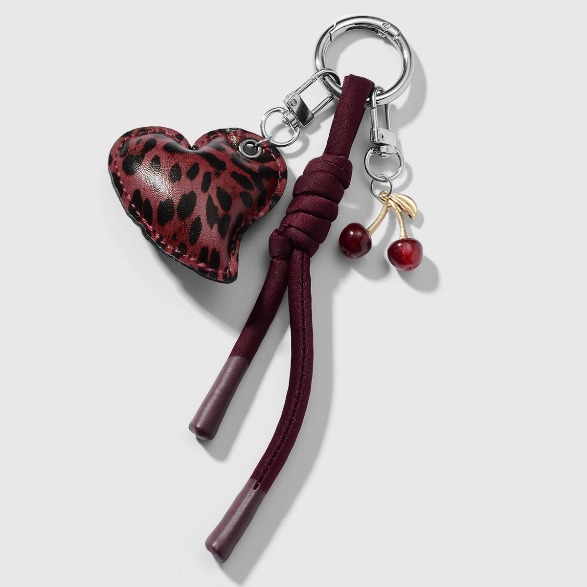 Hart en kers bag chain - Zilver, rood en zwart