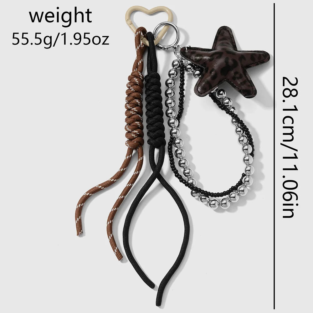 Ster bag chain met kralen - Zilver, bruin en wit