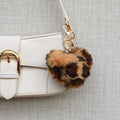 Fluffy hart bag chain met panterprint - Zilver, bruin en zwart