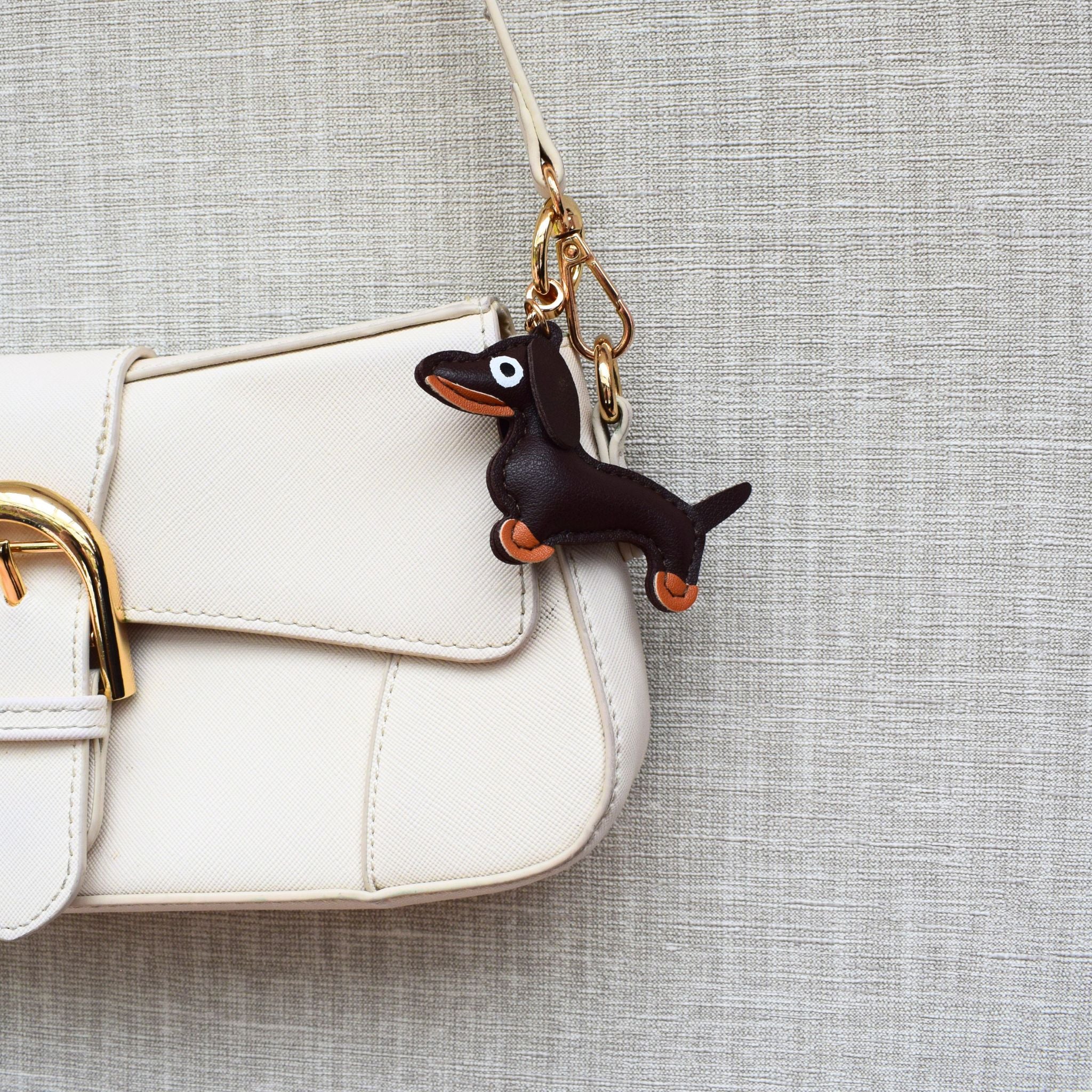 Hond bag chain - Goud, bruin en wit