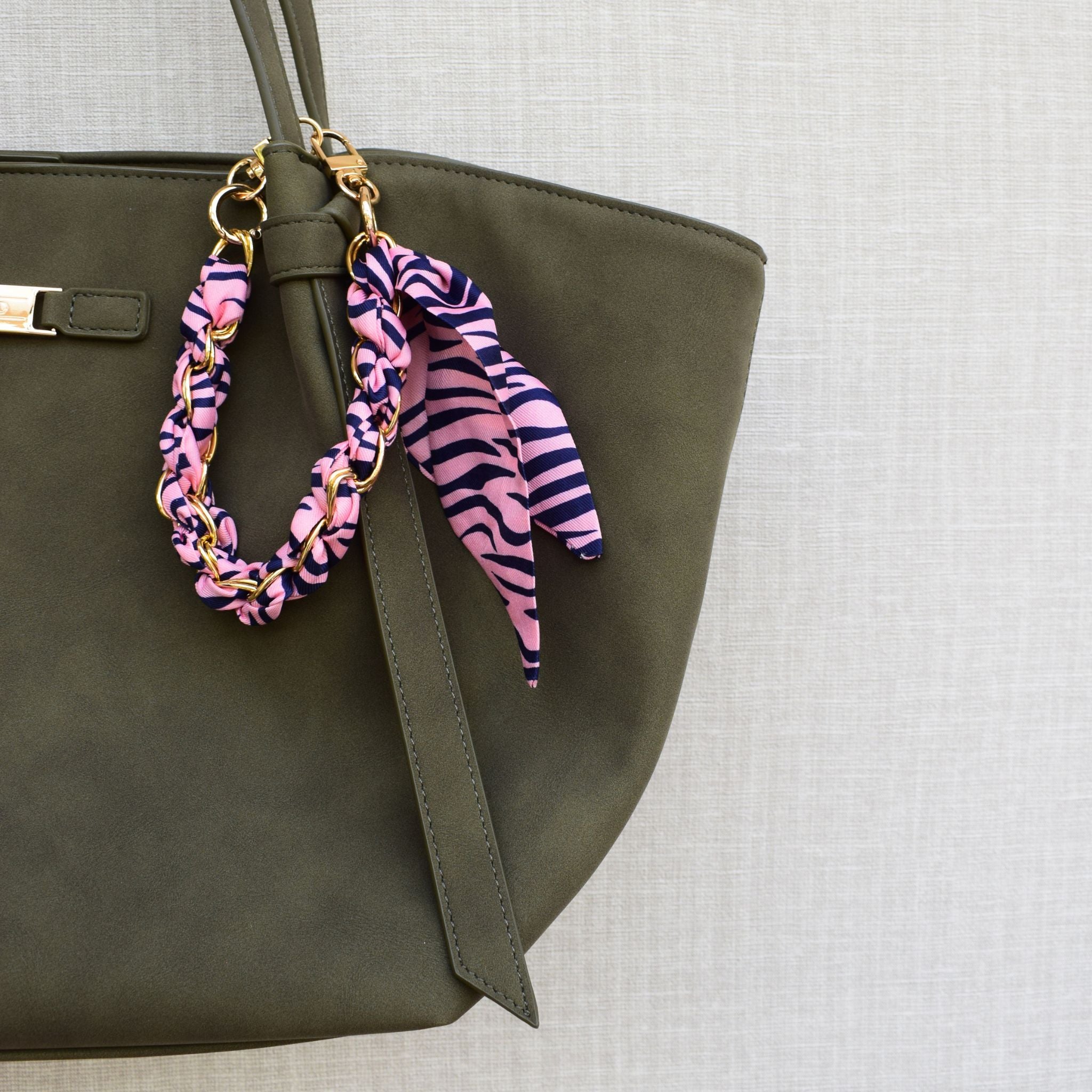 Sjaal bag chain met ketting - Goud, roze en blauw