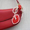 Kus bag chain met parels en hartjes - Goud, rood, roze en parelmoer