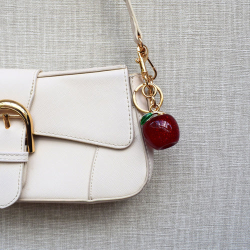 Glitter appel bag chain - Goud, rood en groen