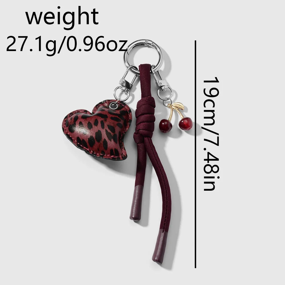 Hart en kers bag chain - Zilver, rood en zwart