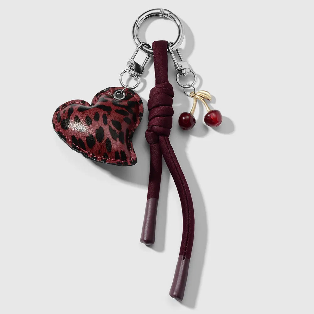 Hart en kers bag chain - Zilver, rood en zwart