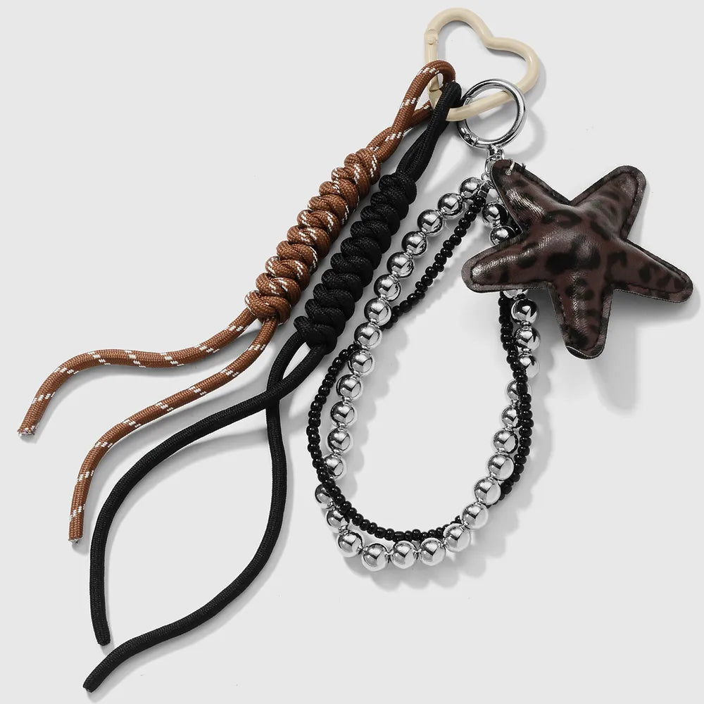 Ster bag chain met kralen - Zilver, bruin en wit